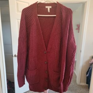 Leith 2X Red thick sweater cardigan